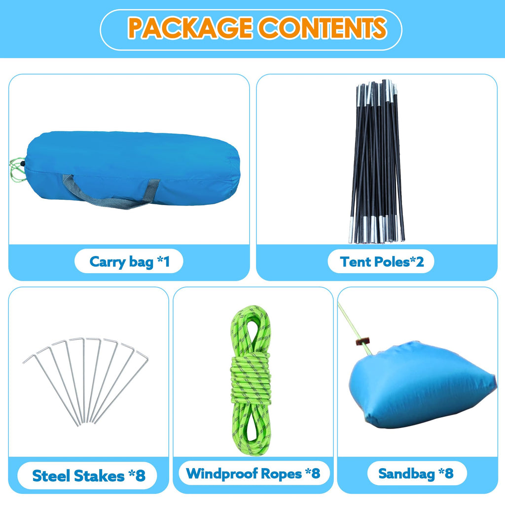 Maizoa 10 '*8.8 '*7.2 ' Beach Shade Tent, Enlarged Size, With Upf50+ Protection, Windproof And Waterproof, Suitable For Beach, L