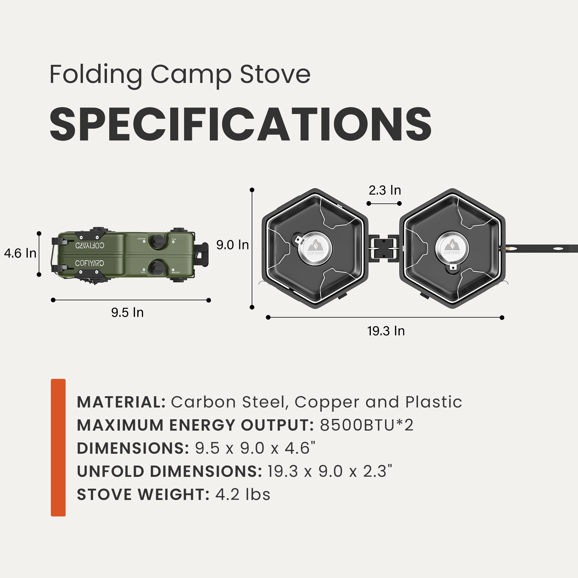 Cofiyard Propane 2-Burner Camping Stove With Carrying Bag And Gas Stove Pressure Regulator, Camping Essentials Folding Camp Stov