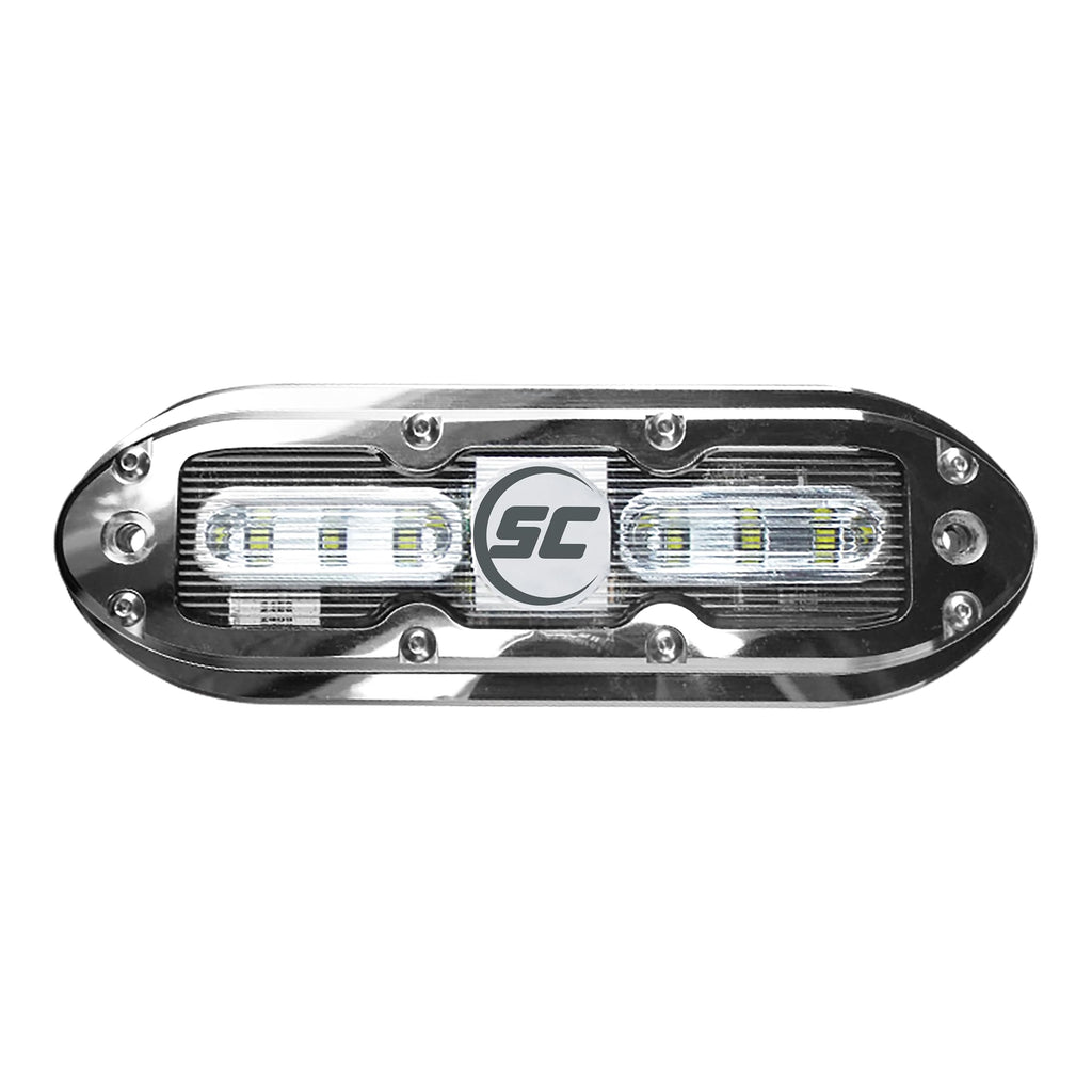 Shadow-Caster Scm-6 Led Underwater Boat Light - Great White - 316 Stainless Steel Housing - Polycarbonate Lens - Ip68 Fully Subm