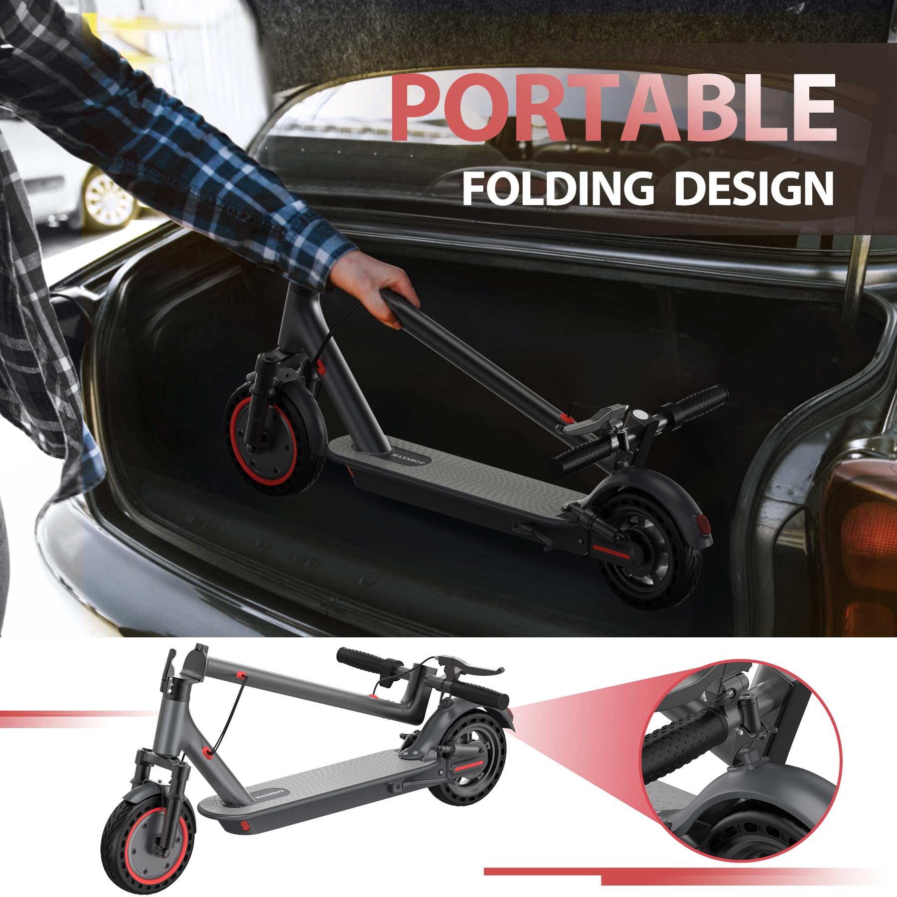 Electric Scooter for Adults, 8.5/10/14 Tires, 19/22Mph, 350W/500W Motor, 21-28 Miles Range, Folding E-Scooter with Dual Suspensi