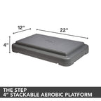 The Step (Made In Usa) 4 Inch Stackable Aerobic Exercise Platform (Grey) With Non-Slip Surface And Nonskid Feet To Prevent Slidi
