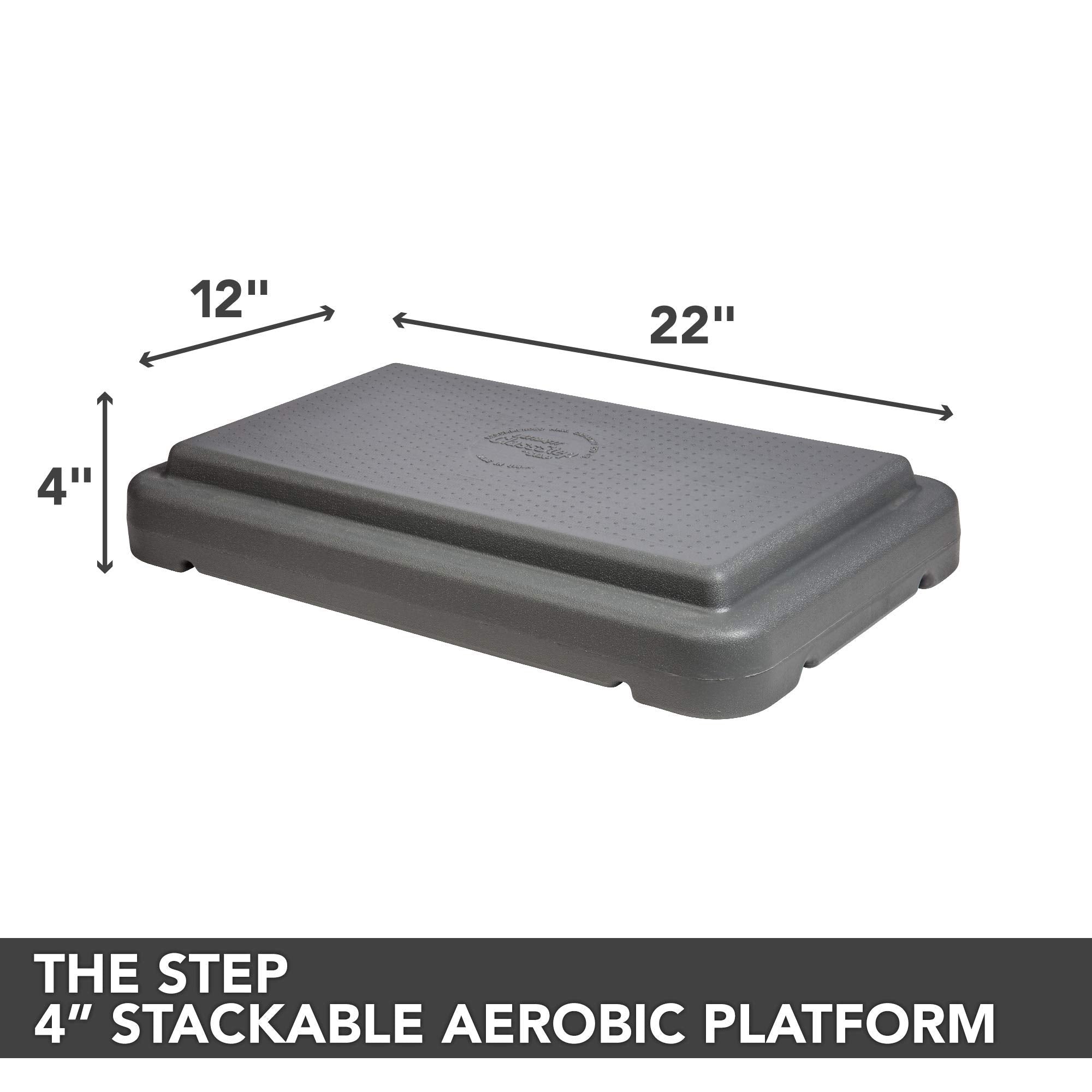 The Step (Made In Usa) 4 Inch Stackable Aerobic Exercise Platform (Grey) With Non-Slip Surface And Nonskid Feet To Prevent Slidi