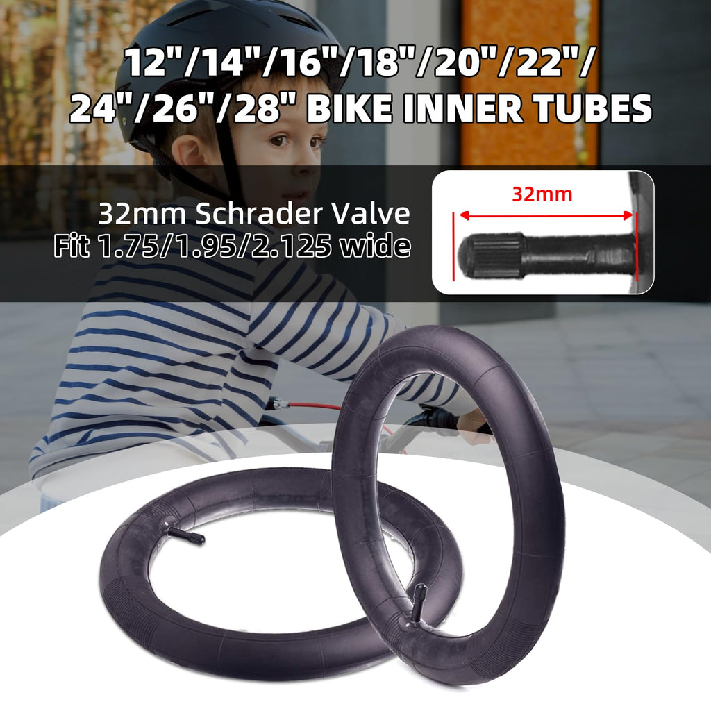 Calpalmy 28 X 1.75/1.95/2.125 Road/Mountain Bike Replacement Inner Tubes Schrader Valve 32Mm For Road Bikes With Tire Size Of 28