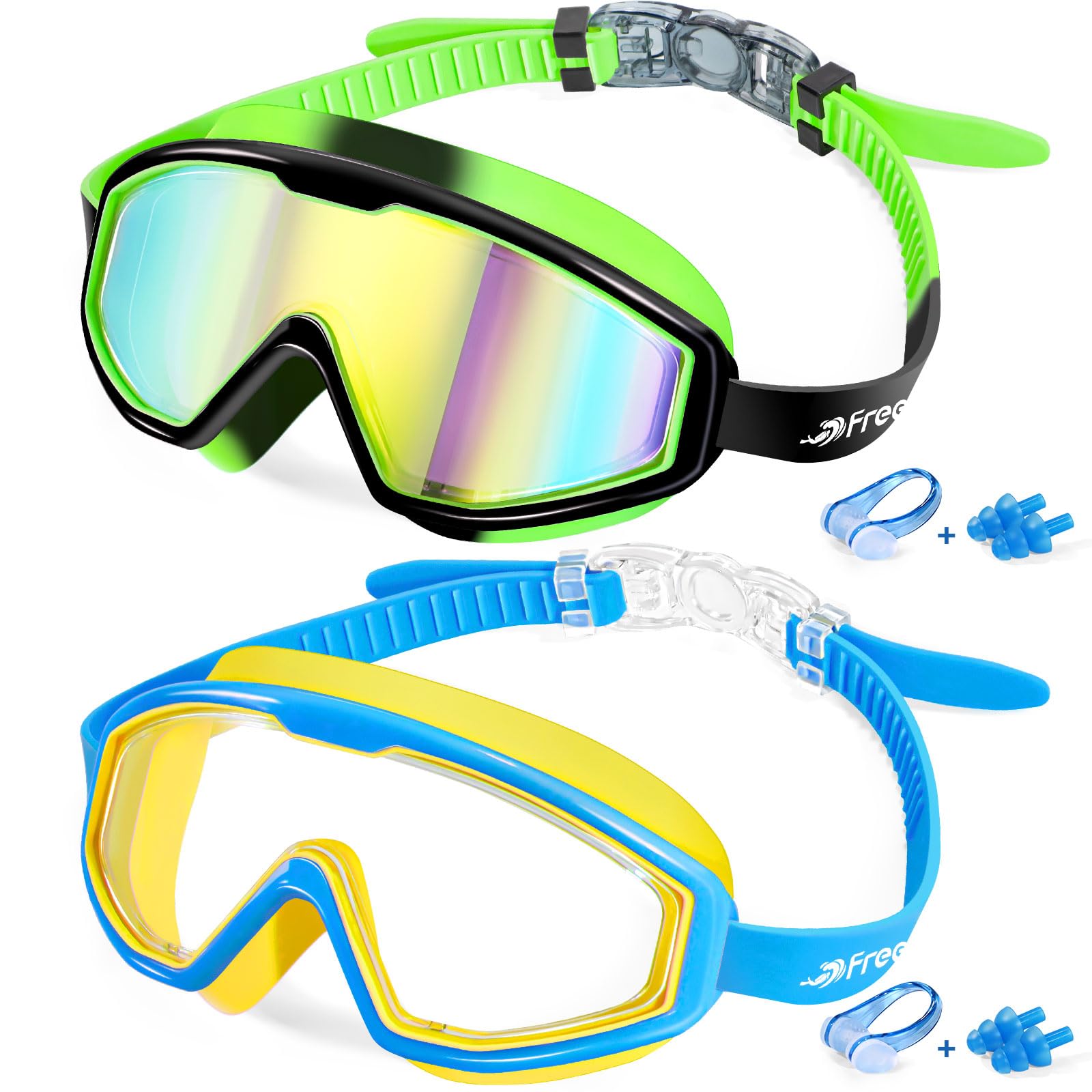 Freela Kids Goggles, Swim Goggles For Kids 3-15, Kids Toddler Goggles For Boys Girls Pool Beach Child Swimming Goggles With Uv P