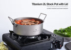 Boundless Voyage Outdoor Camping Titanium Pot 2L Stockpot With Lid Folding Handle Hiking Picnic Portable Big Capacity Soup Pot H
