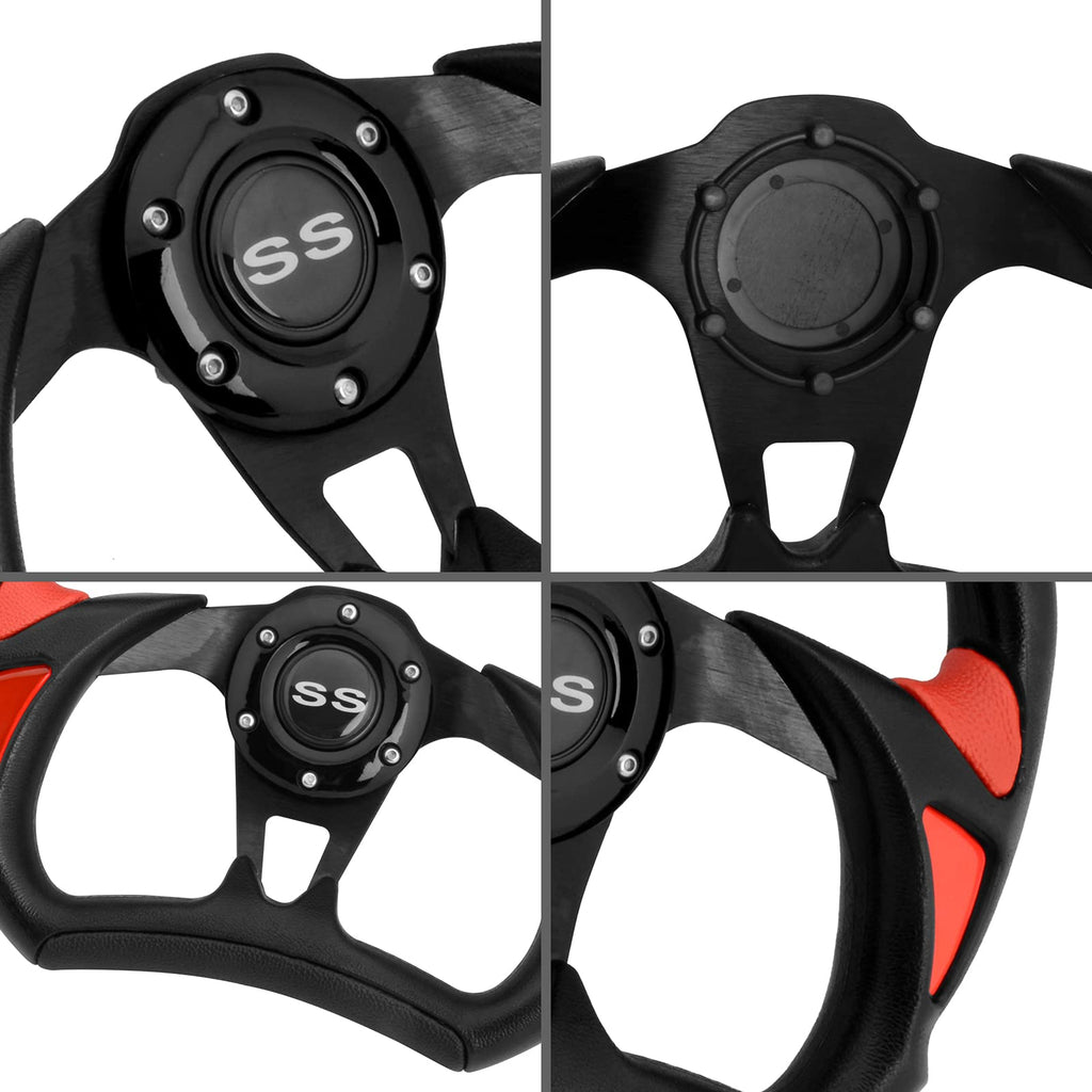 Roykaw Golf Cart Steering Wheel Or Hub Adapter For Ezgo Club Car Yamaha (Racing Style - Black)