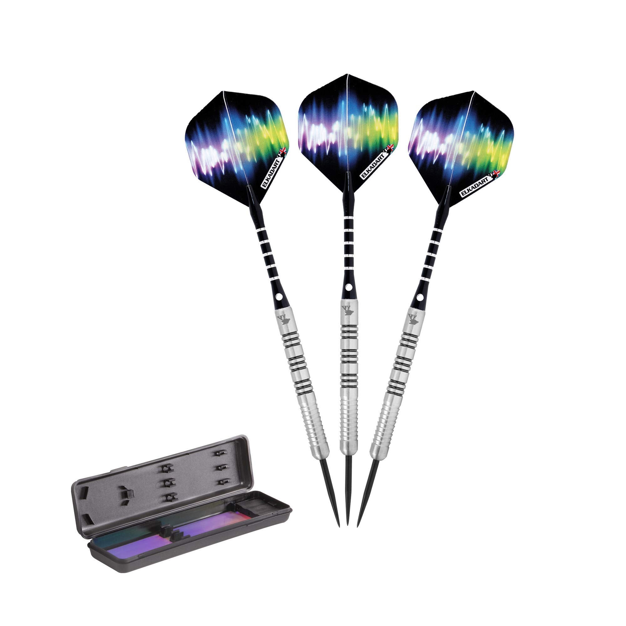 Elkadart Ultra Sonic 80% Tungsten Steel Tip Darts With Storage/Travel Case, 23 Grams,Black