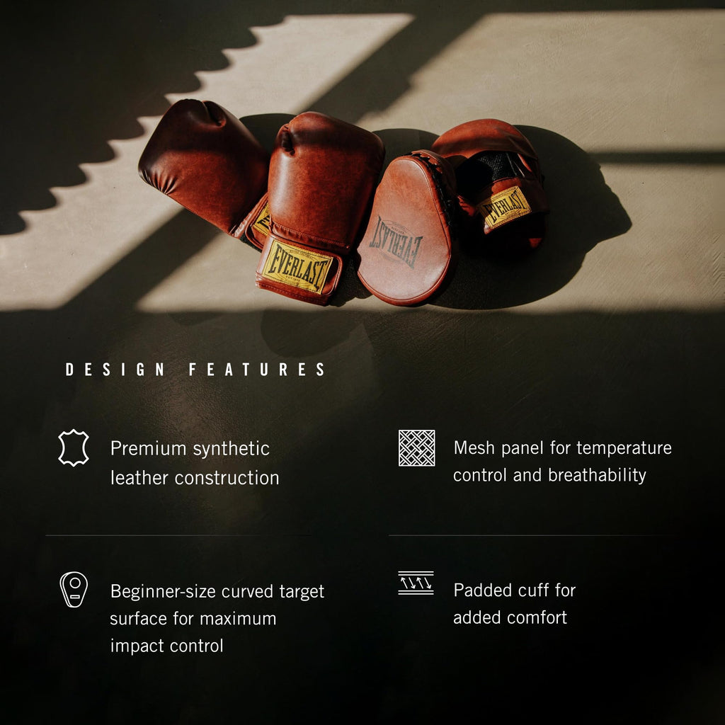 Everlast 1910 Leather Focus Mitts | Vintage Training Punching Mitts