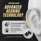 Pro Ears Stealth 28, Shooting Ear Protection, 28 Db, Situational Awareness, 18-Hour Battery Life, Noise Canceling Earbuds, Comfo