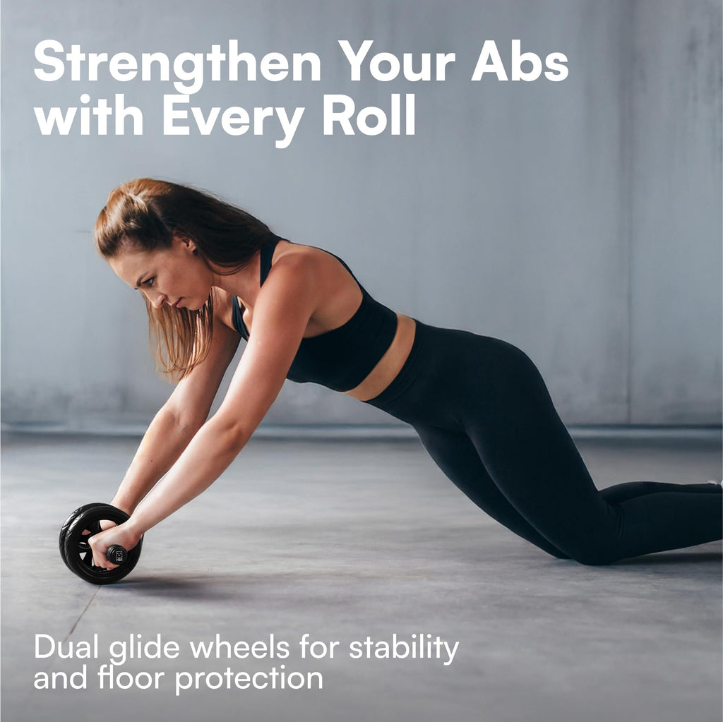 H&S Ab Roller Wheel For Abs Workout - Abdominal Core Exercise Equipment With Extra Thick Knee Pad Mat - Wdual Glide Wheels
