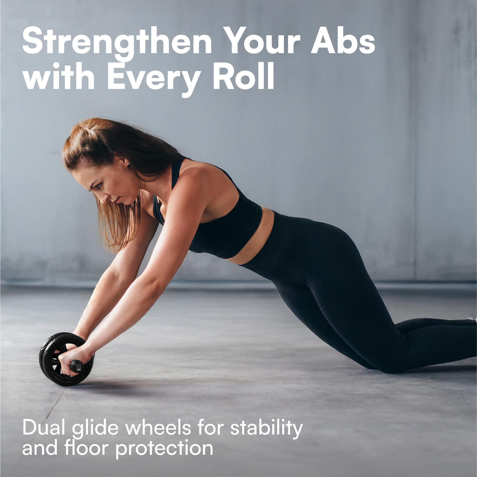H&S Ab Roller Wheel For Abs Workout - Abdominal Core Exercise Equipment With Extra Thick Knee Pad Mat - Wdual Glide Wheels