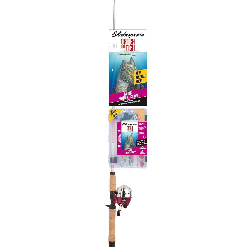 Shakespeare Catch More Fish Ladies Spincast Fishing Combo, Includes Shakespeare Fishing Rod & Reel, Berkley Fishing Baits, Live