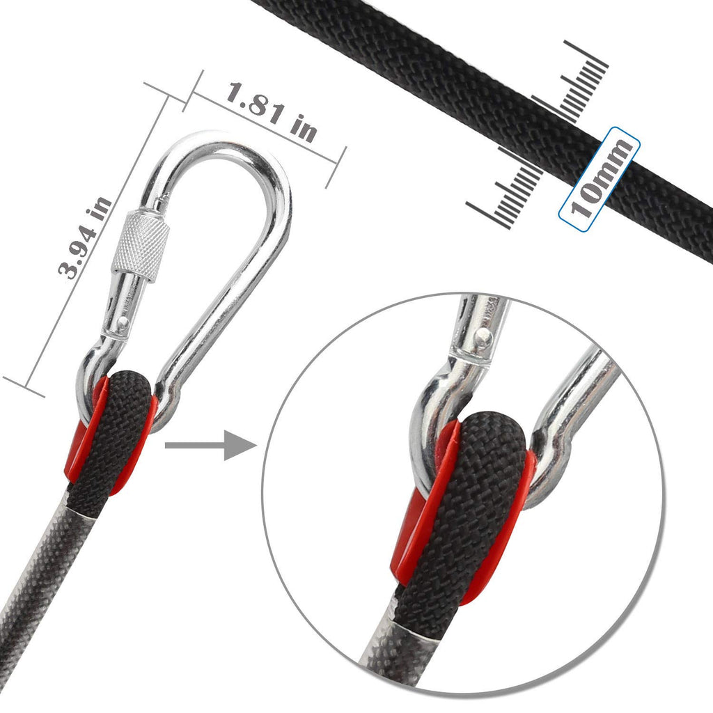 Ginee Outdoor 10Mm Static Rock Climbing Rope 100Ft Black Safety Ropes Fishing Rope Arborist Tree Climbing Rescue Grappling Escap