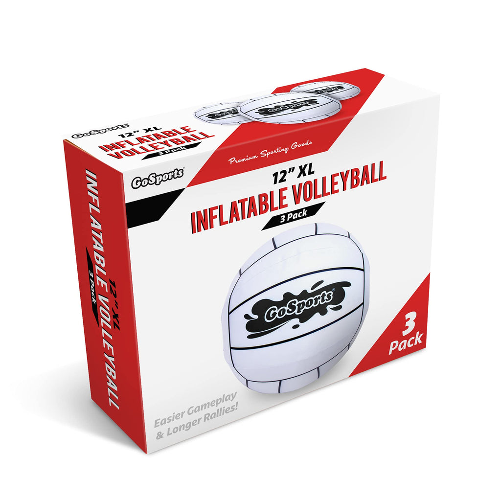 Gosports 12 Inch Xl Inflatable Volleyball, 3 Pack - Easier Rallies On An Epic Scale For All Skill Levels