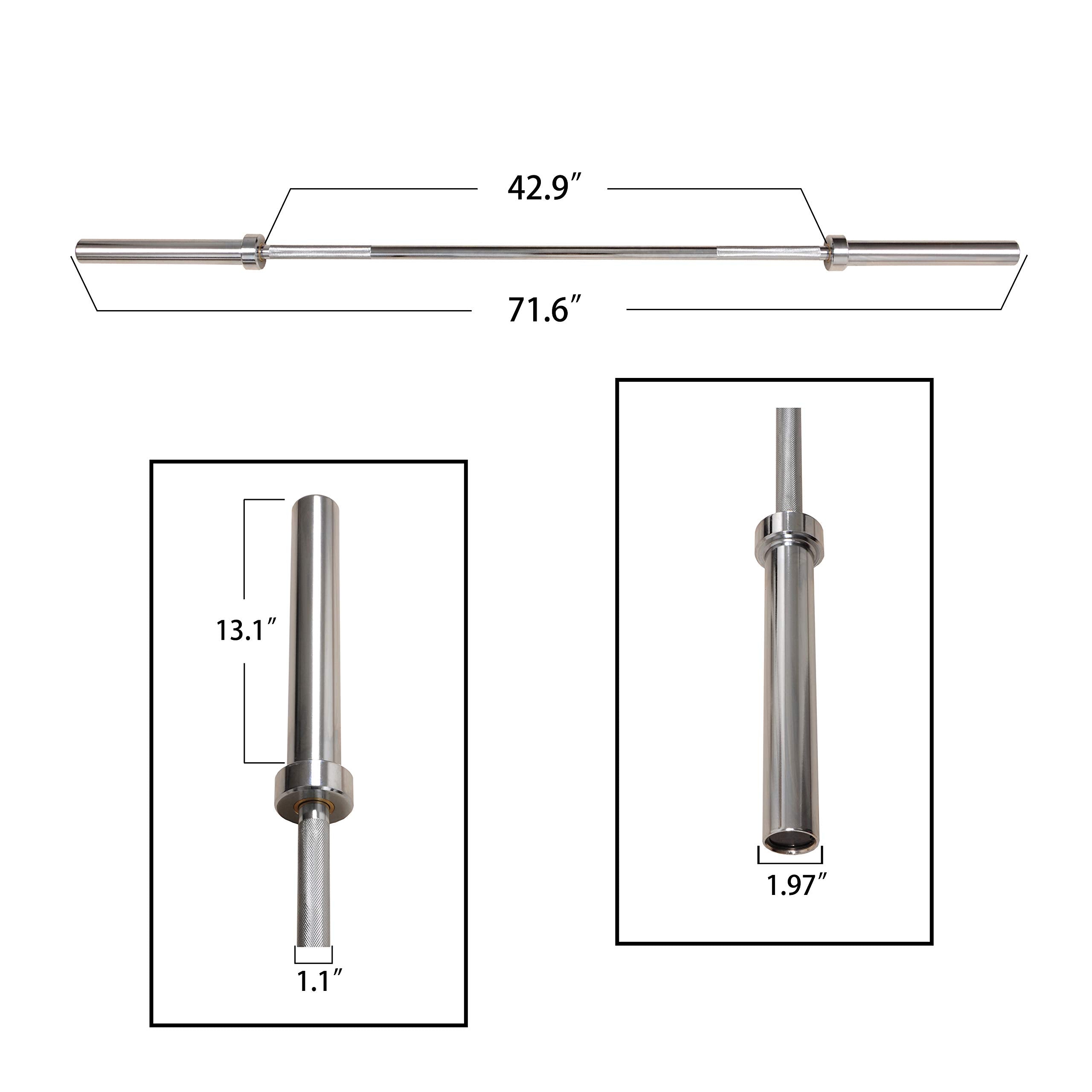 Fitvids Olympic Bar For Weightlifting And Power Lifting Barbell, 700-Pound Capacity, 6-Foot, Chrome