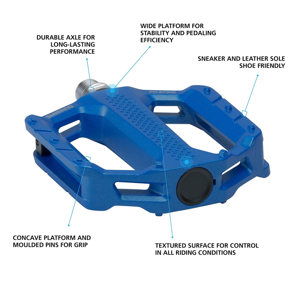Shimano Pd- Ef202 Casual Riding Flat Pedal, Blue, One Size