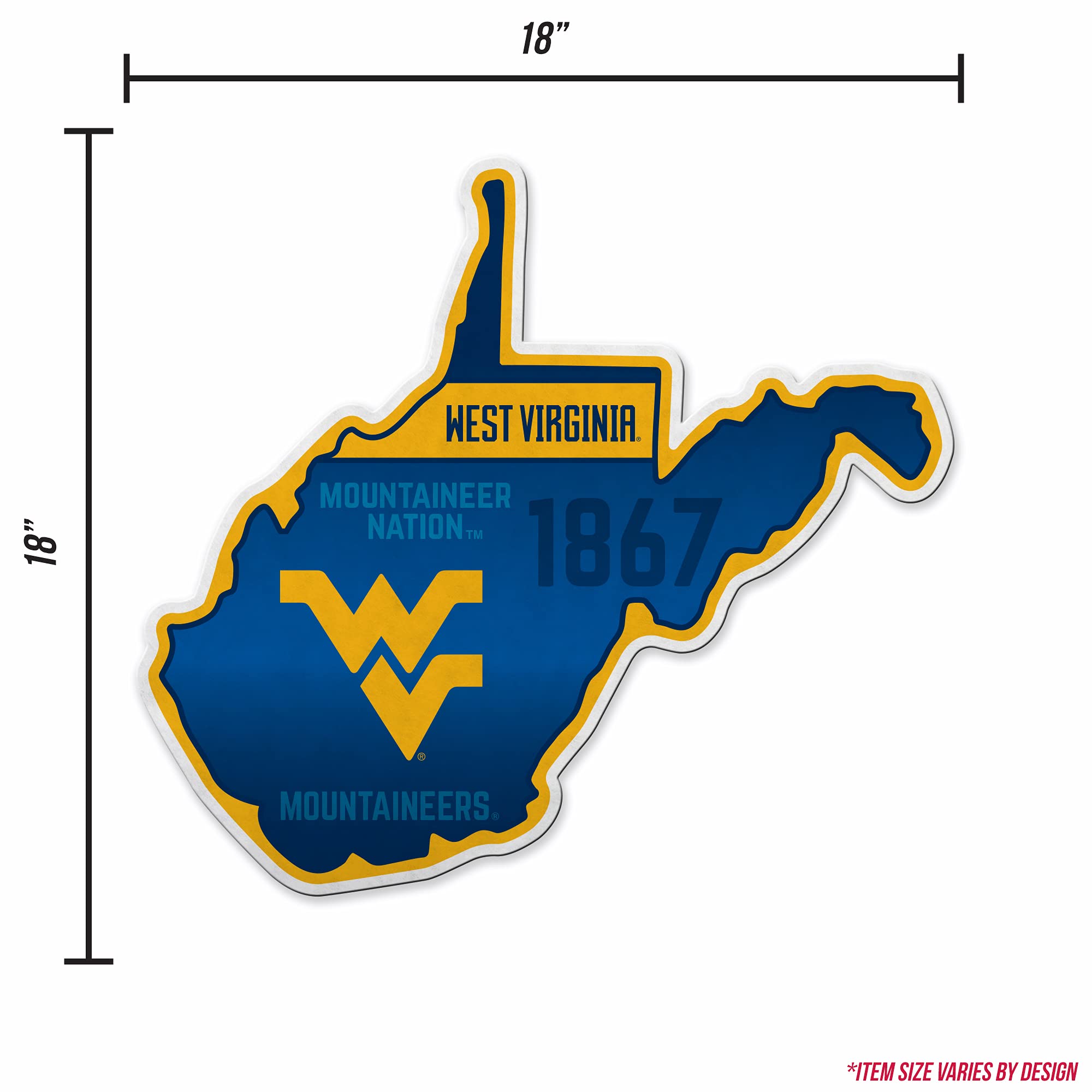 Rico Industries Ncaa West Virginia Mountaineers State Shape Shape Cut Pennant - Home And Living Room D  Cor - Soft Felt Ez To Ha