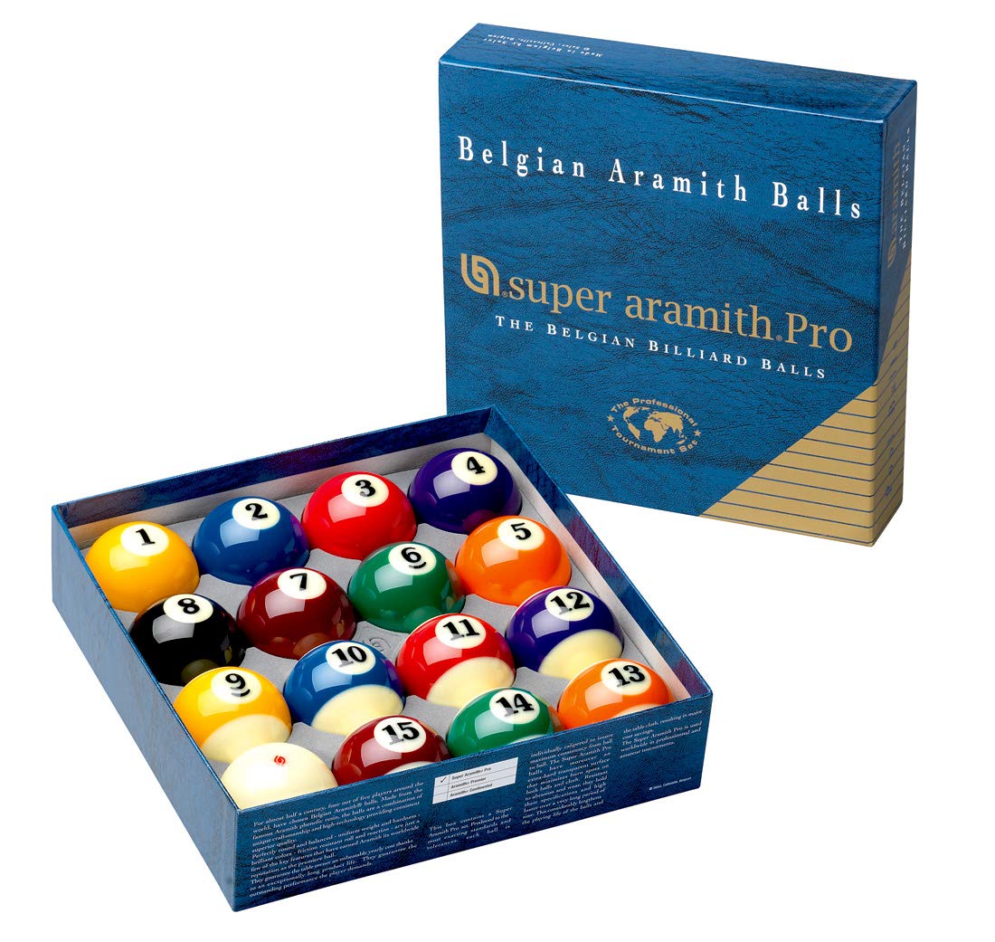 Aramith 2-1/4'' Regulation Size Billiard Pool Balls, Complete 16 Ball Set Professional Quality (Super Pro)