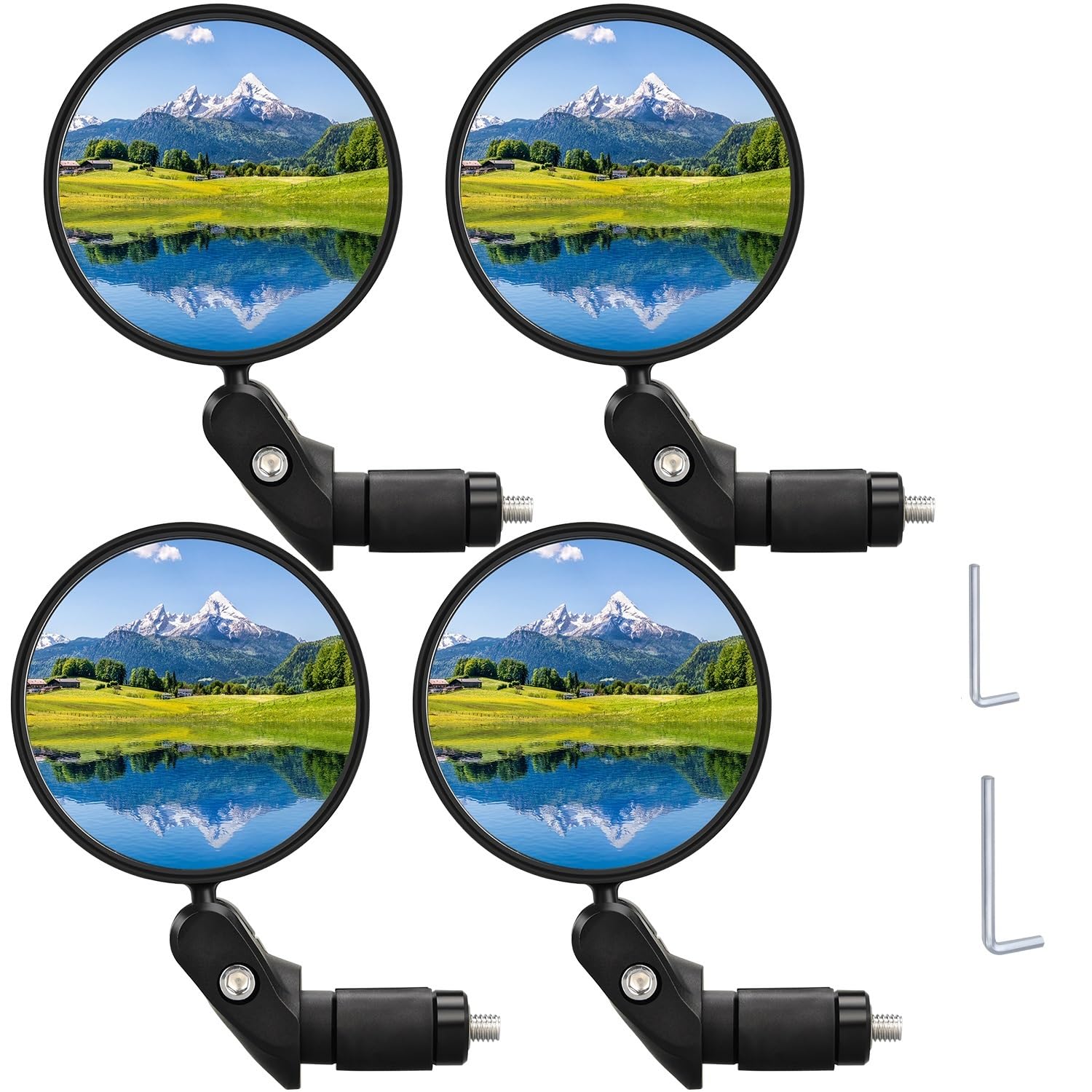 Handlebar Bike Mirror, 4pcs Bicycle Rearview Mirrors Set, HD Safety Bike Rear View Mirror, Adjustable Handlebar Mounted Convex M