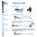 Bisinna Collapsible Trekking Hiking Poles- 2 Pack Folding Aluminum Walking Sticks With Quick Lock System 4 Seasons Accessories,T