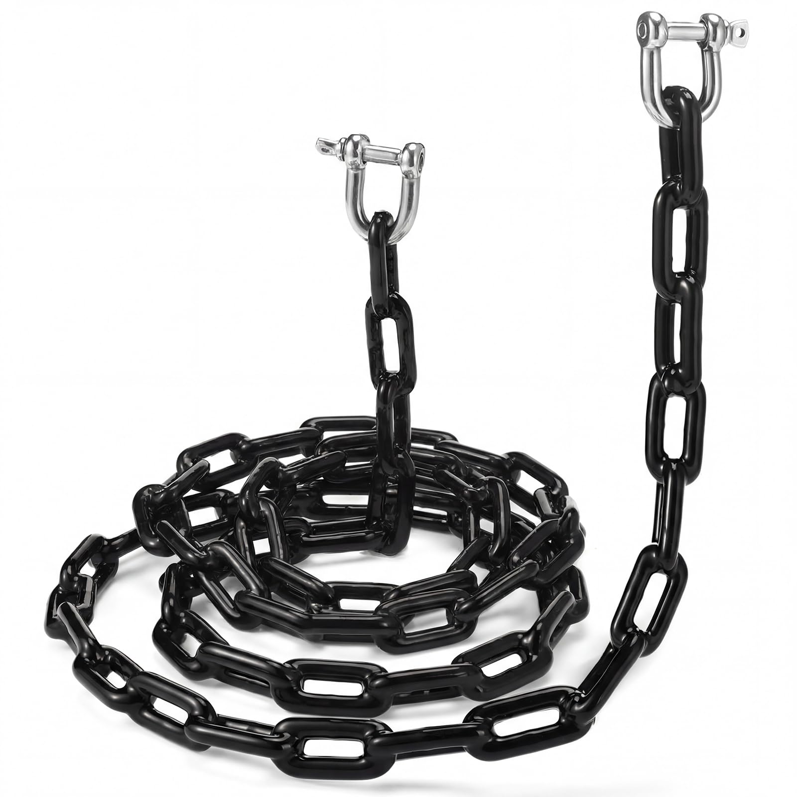 MorningRo 1 Pack PVC Coated Boat Anchor Chain 1/4 Inch x 4ft/ 5ft/ 6ft/ 7ft Anchor Chain for Boats with Stainless Steel Shackle 