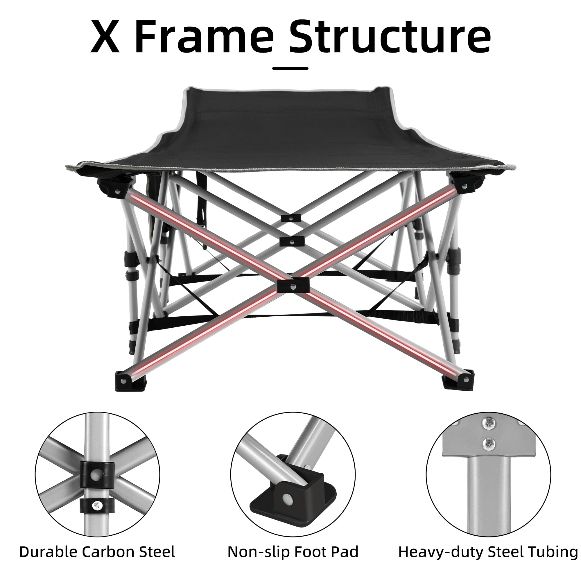 Fragess Portable Camping Cot, Sleeping Cots For Adults, 28 Extra Wide Folding Cot Max Load 600Lbs With Thick Mattress, Portable