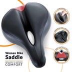Bikeroo Bike Seat Cushion For Women - Universal Memory Foam Bicycle Seat For Mountain, Road, Exercise Bike - Comfortable Padded