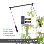 Gaiam Restore Pilates Bar Reformer Kit - Home Fitness Equipment For Total Body Workout - Includes Bar, Two 30-Inch Resistance Ba