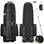Apty Padded Golf Club Travel Bag With Wheels, Golf Luggage Case Cover For Airline - With Adjustable Support Rod, Luggage Lock, W