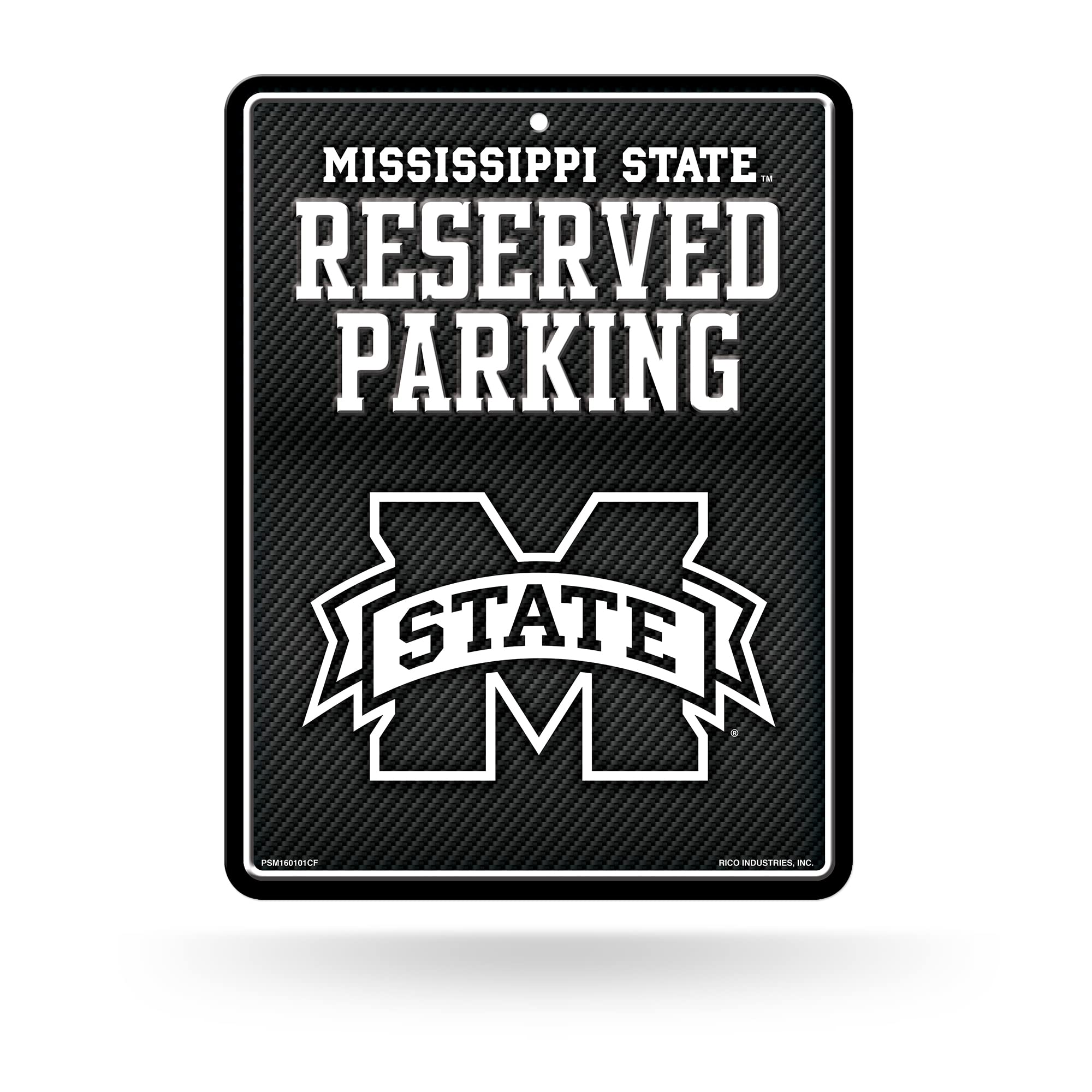 Rico Industries NCAA Mississippi State Bulldogs Metal Parking Sign 8.5 x 11 Carbon Fiber Metal Parking Sign - Great for Man Cave
