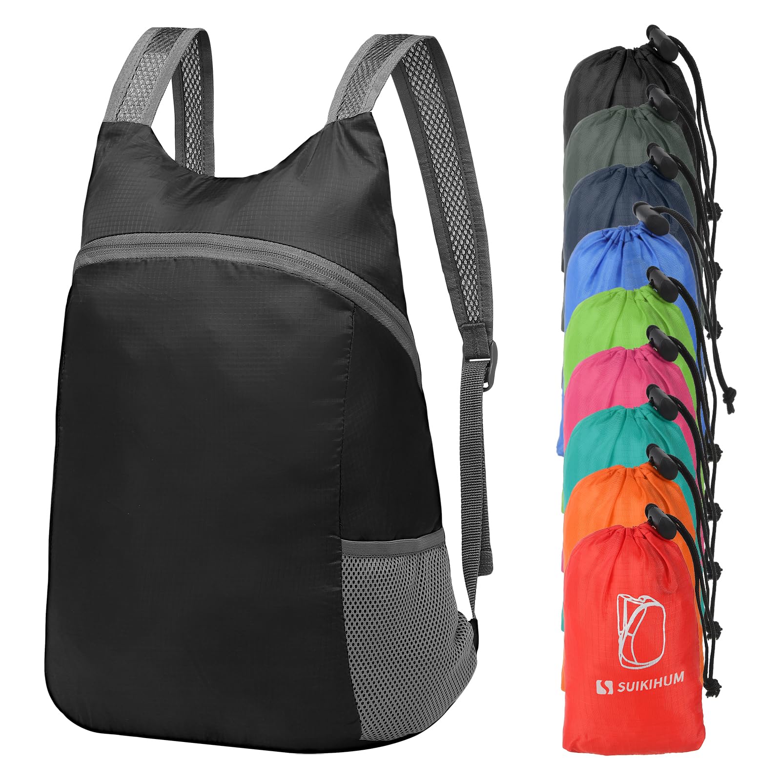SUIKIHUM 20L Ultra Hiking-Daypack Lightweight Foldable Travel Packable Backpack for Camping Cycling Outdoor,black