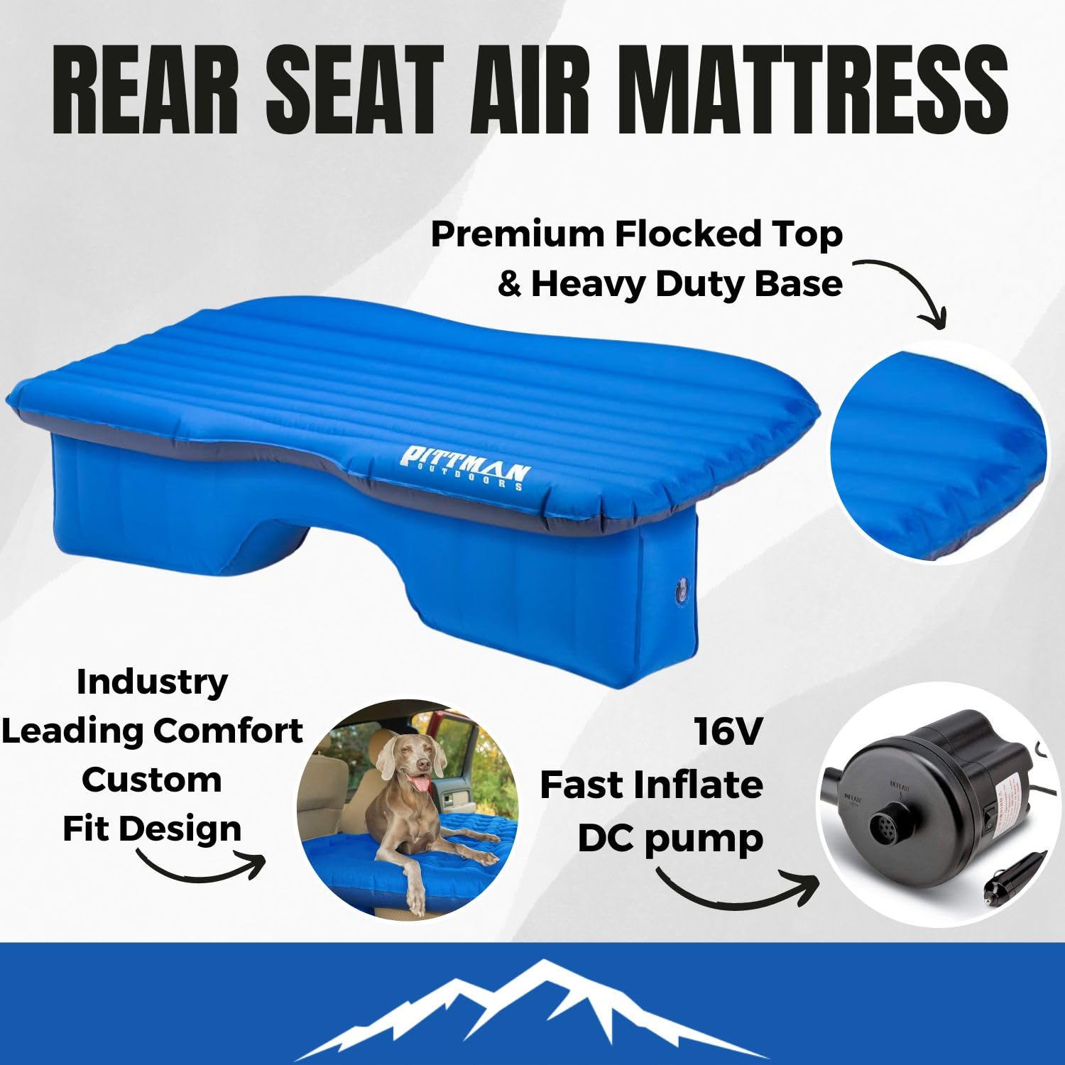 Pittman - Backseat Bed For Truck - 60'' Backseat Air Mattress For Truck, Vans & Large Suv Bed Mattress - Back Seat Bed For Truck
