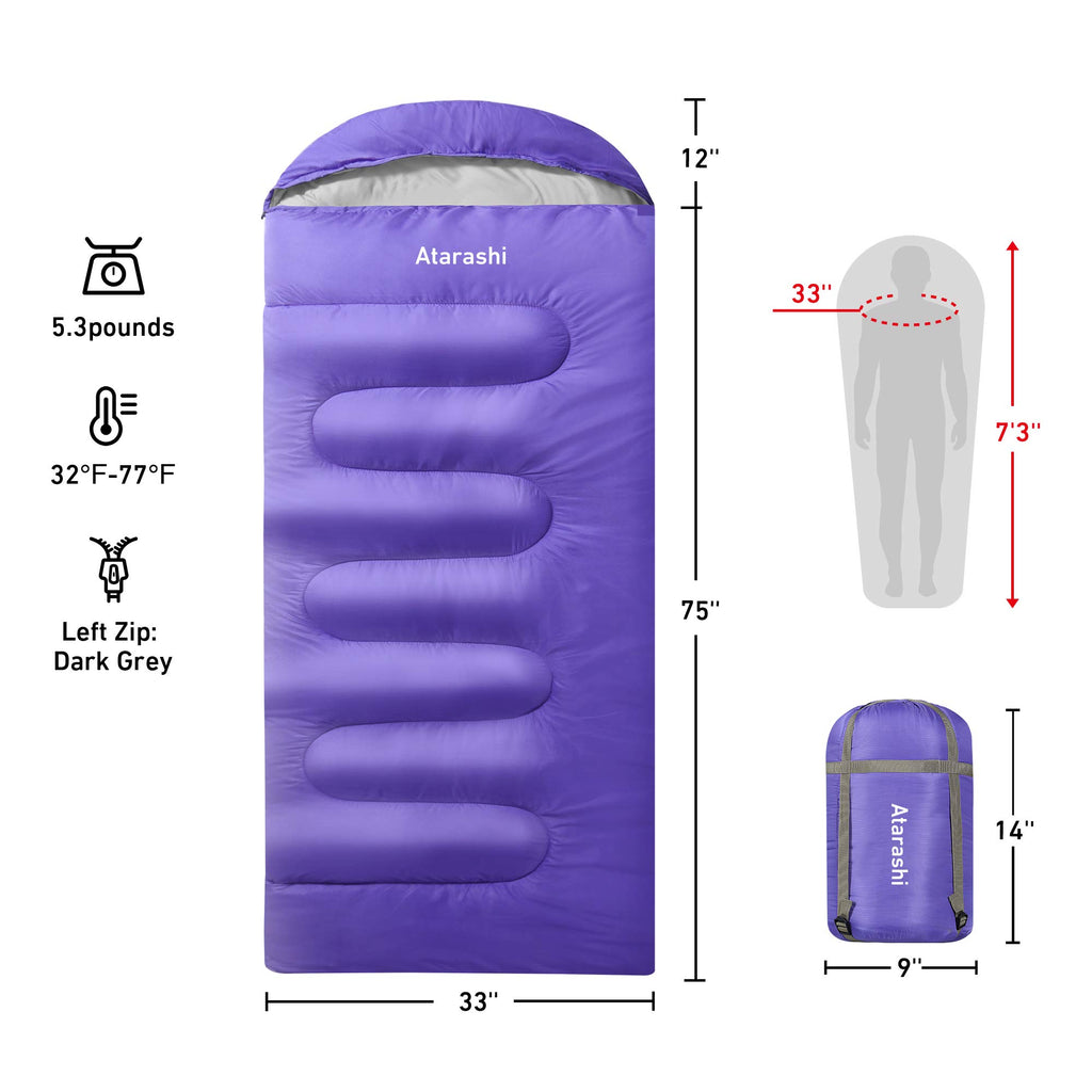 Atarashi Sleeping Bags For Adults, Womens Sleeping Bags For Camping, Hiking And Outdoors, 3-4 Seasons Warm Cold Weather, Lightwe