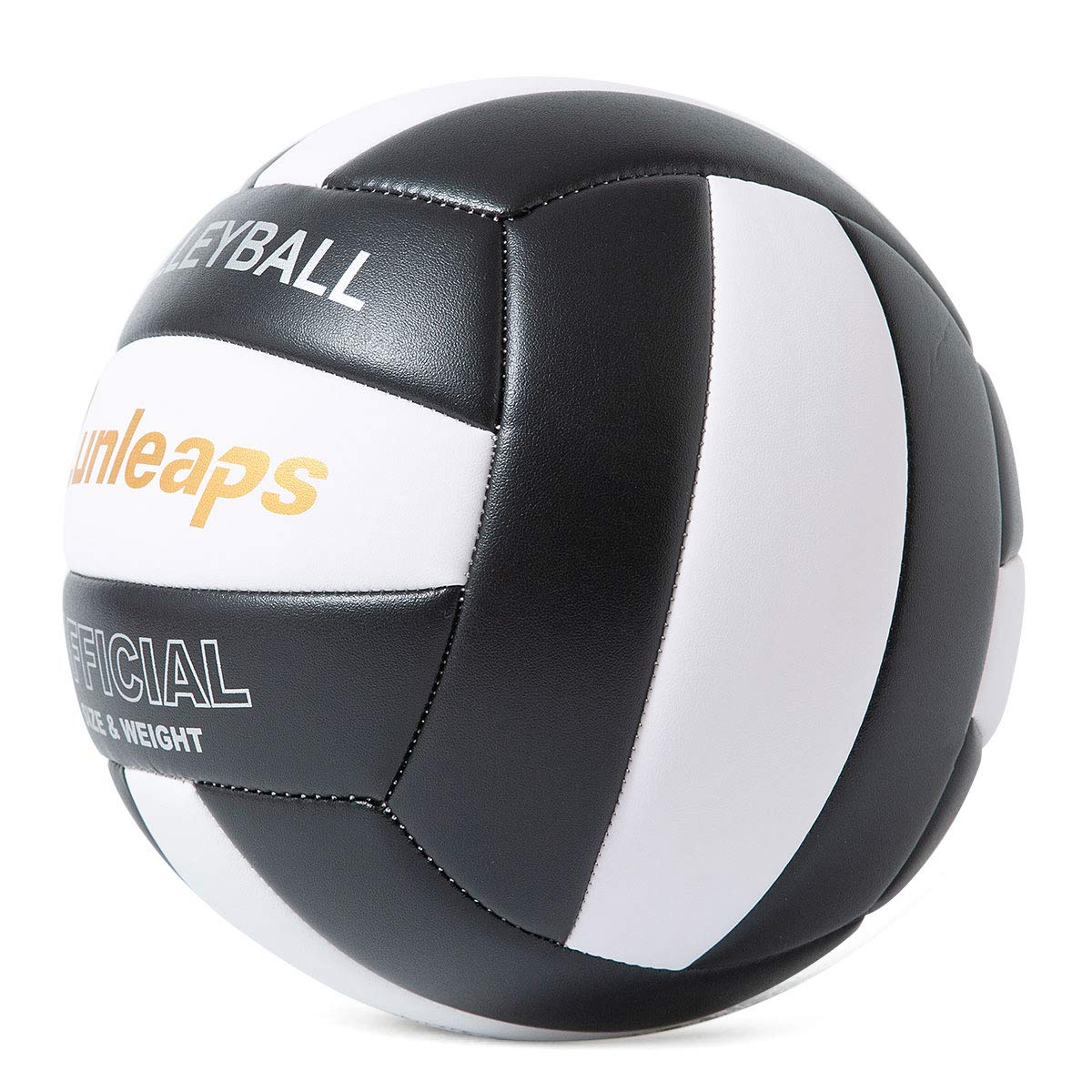 Runleaps Volleyball Waterproof Indoor Outdoor Volleyball For Beach Game Gym Training Official Size 5 (Blackwhite)