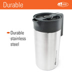 Gsi Outdoors, Glacier Stainless Javapress, 30Oz French Press Coffee Mug For Camping, Brushed