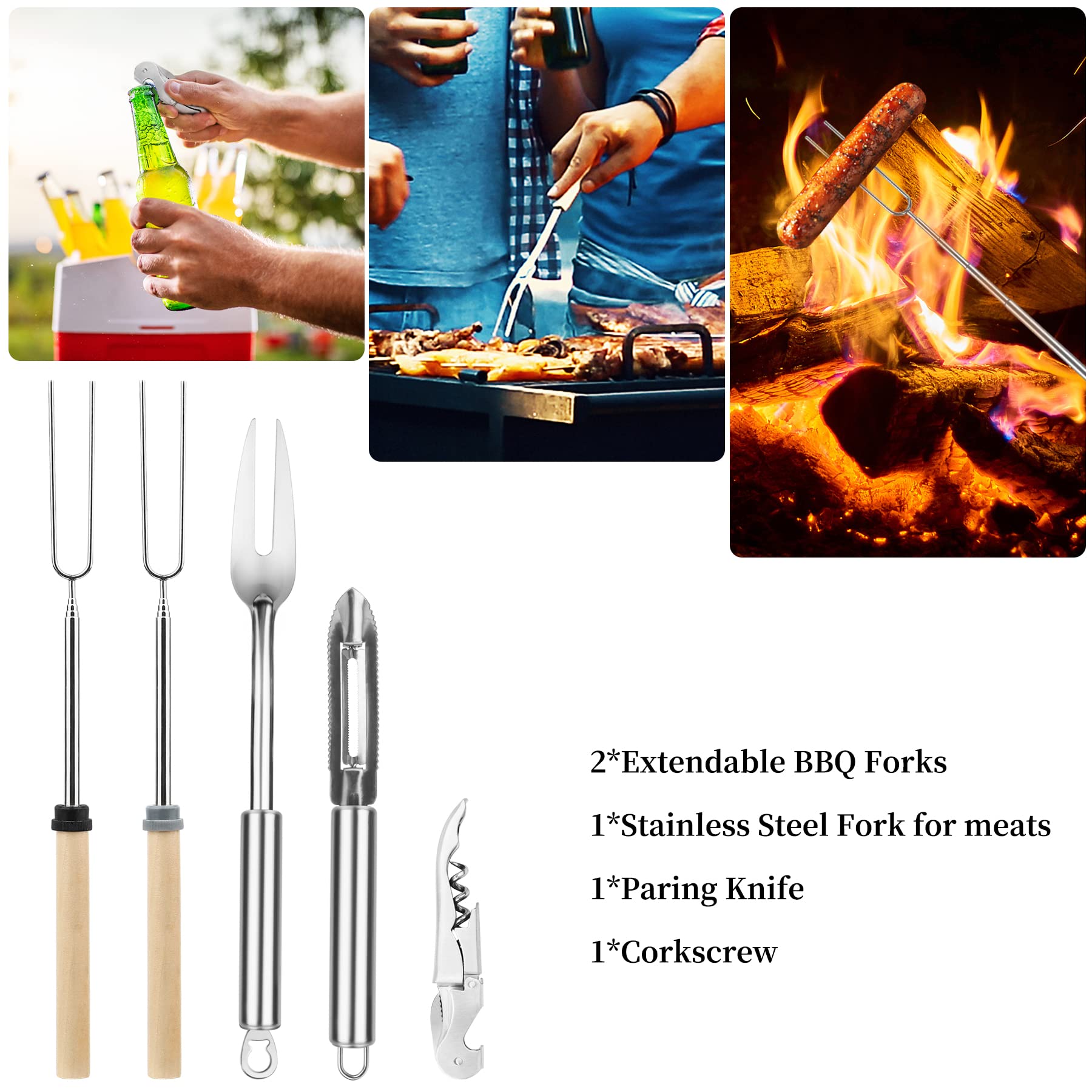 Camping Cooking Utensils Set, Stainless Steel Grill Tools, Camping Bbq Cookware Gear And Equipment For Travel Tenting Rv Van Pic
