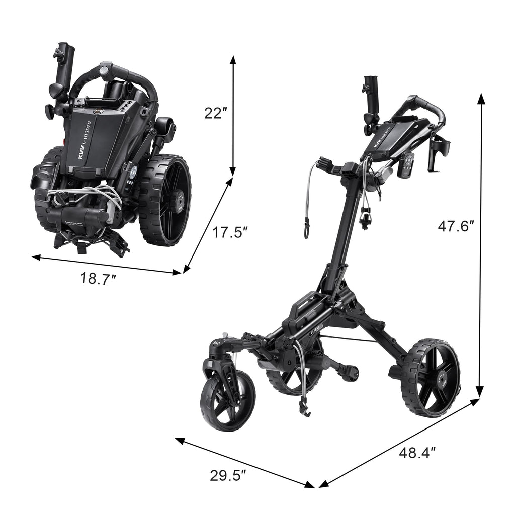 Kvv Electric Golf Push Cart With Remote Control, Smallest Folding Size, Suitable For All Terrains, Lightweight And Super Compact