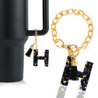 Letter Charm Accessories for Stanley Cup 1 PCS Cute Initial Keychain Handle Charm for Stanley Tumbler for Women Black Letter H