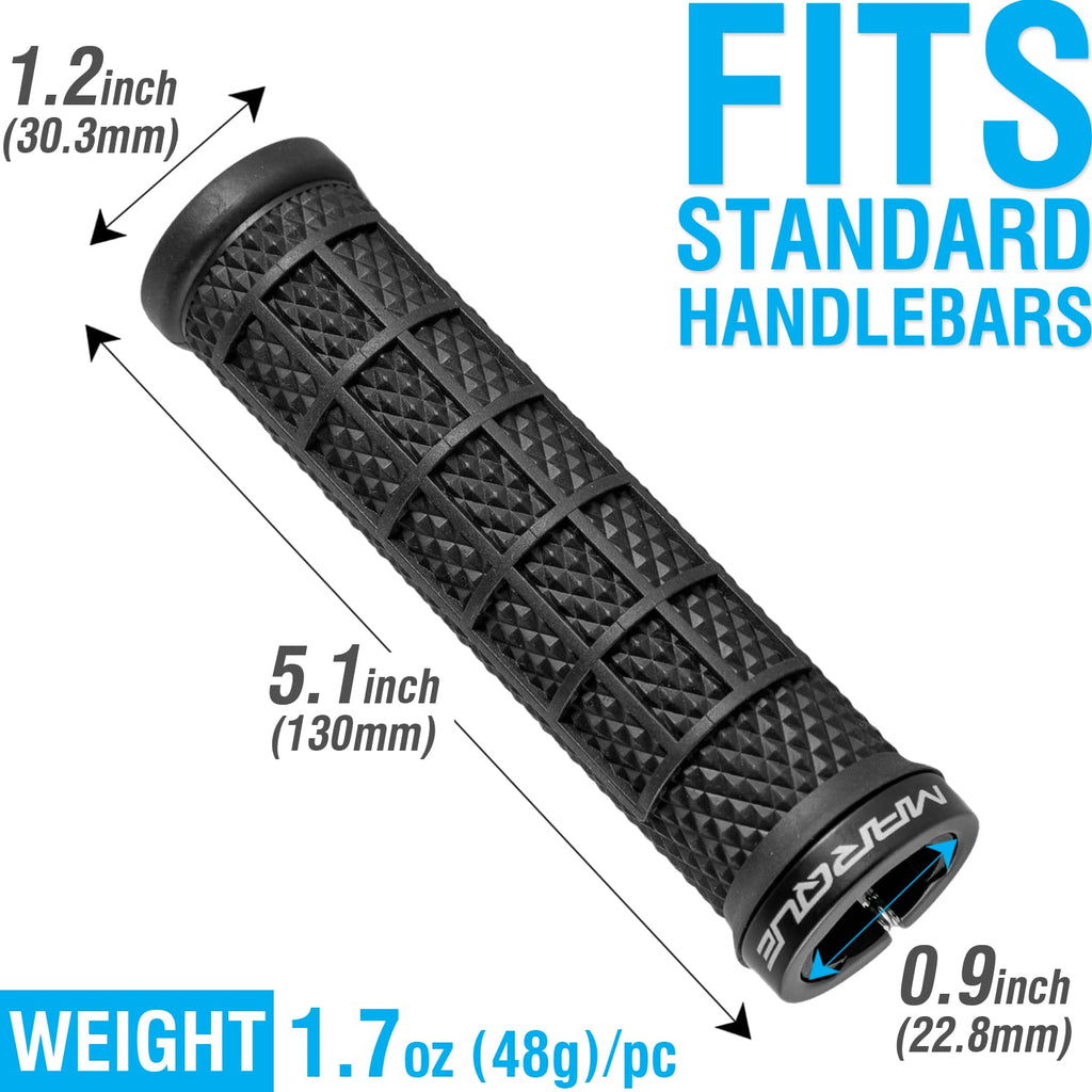 Marque Grapple Mountain Bike Handlebar Grips - Single Lock-On Ring Mtb And Bmx Bicycle Handle Bar With Non-Slip Grip (Phantom Bl