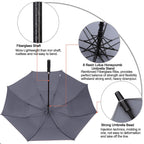 G4Free 62 Inch Automatic Open Golf Umbrella Extra Large Oversize Double Canopy Vented Windproof Waterproof Stick Umbrellas(Grey)