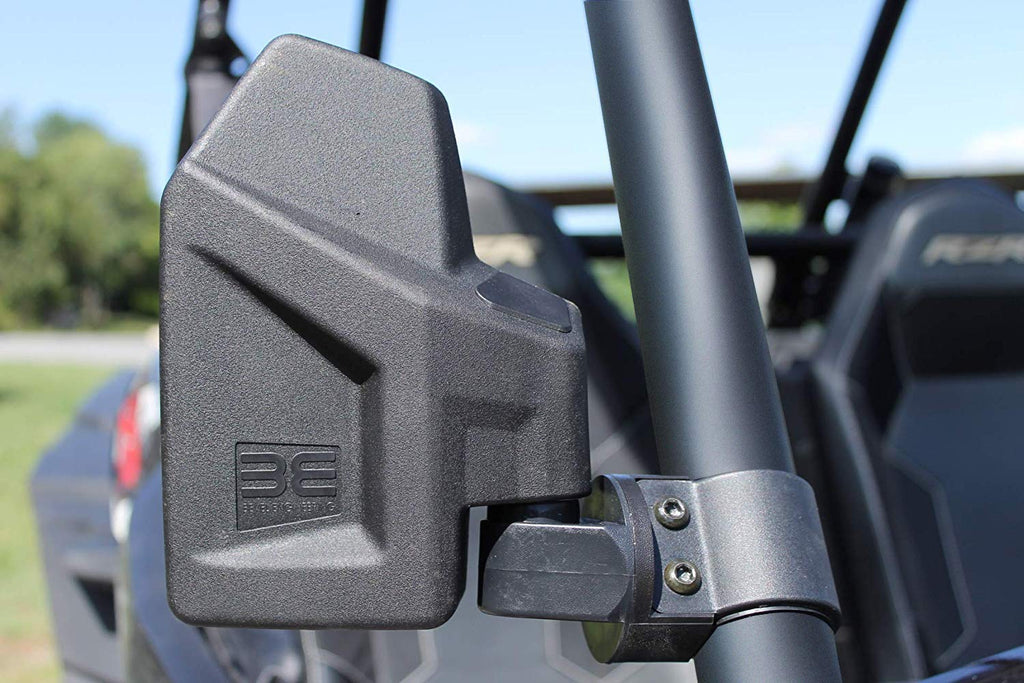 Bevel Engineering Utv Rear View Side Mirror Kit (2 Pack) - Fits With 16 - 2 Round Roll Cage Bar - Break Away And Adjustable - Hi
