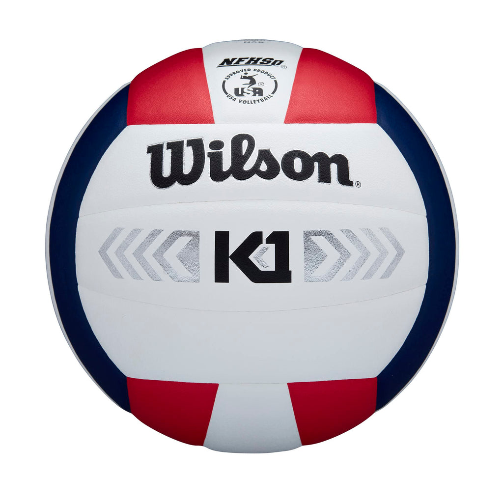 Wilson K1 Silver Indoor Game Volleyball - Official Size, Red/White/Navy
