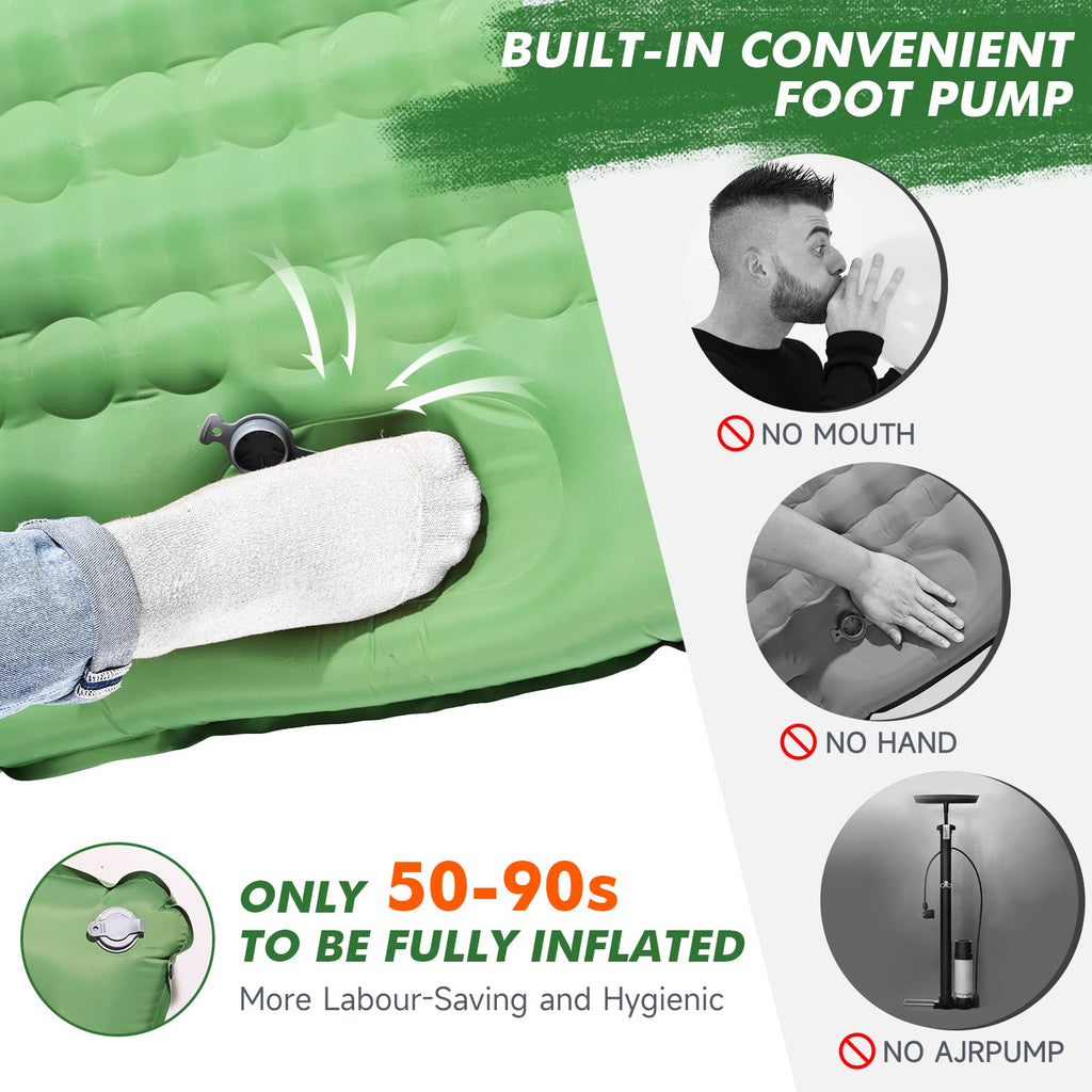 Hiipeak Strong Support Camping Mat, Inflatable Sleeping Mattress 39 Inch Thickness Sleeping Pad With Pillow, Quickainflation Ult