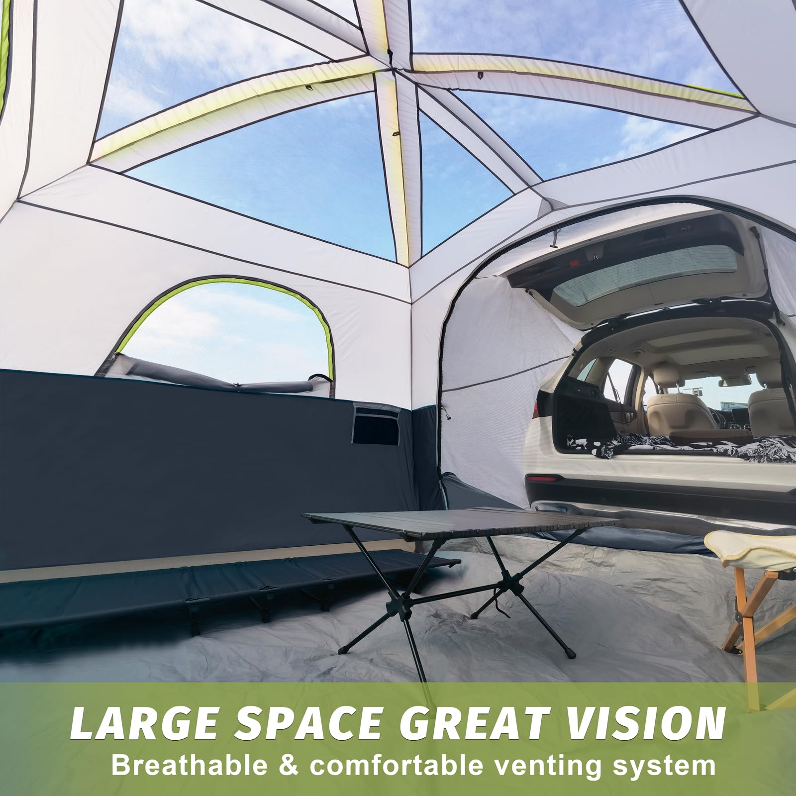 Unp Suv Tent For Camping, 6-Person Car Camping, Suv Tailgate Tent For Outdoor, Easy Set Up With Rainfly 10'X9'X78In(H) (Green)