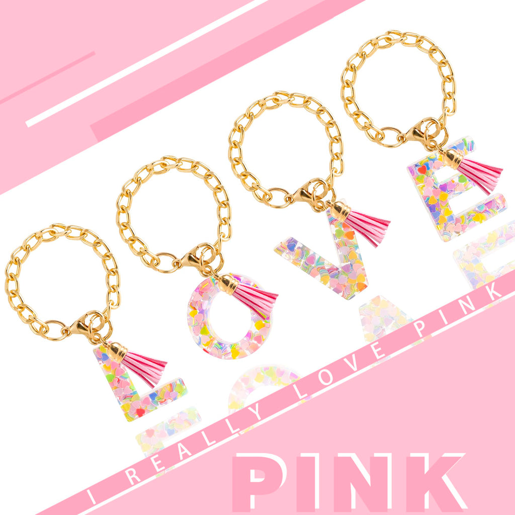 Letter Charm Accessories for Stanley Cup 1 PCS Cute Initial Keychain Handle Charm for Stanley Tumbler for Women Pink Letter S