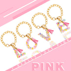 Letter Charm Accessories for Stanley Cup 1 PCS Cute Initial Keychain Handle Charm for Stanley Tumbler for Women Pink Letter S