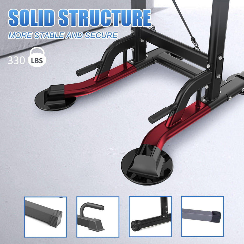 Leasbar Power Tower, Stand Workout Station 330 Lbs Capacity, Adjustable Dip & Pull Up Bar Station, Multi-Function Strength Train