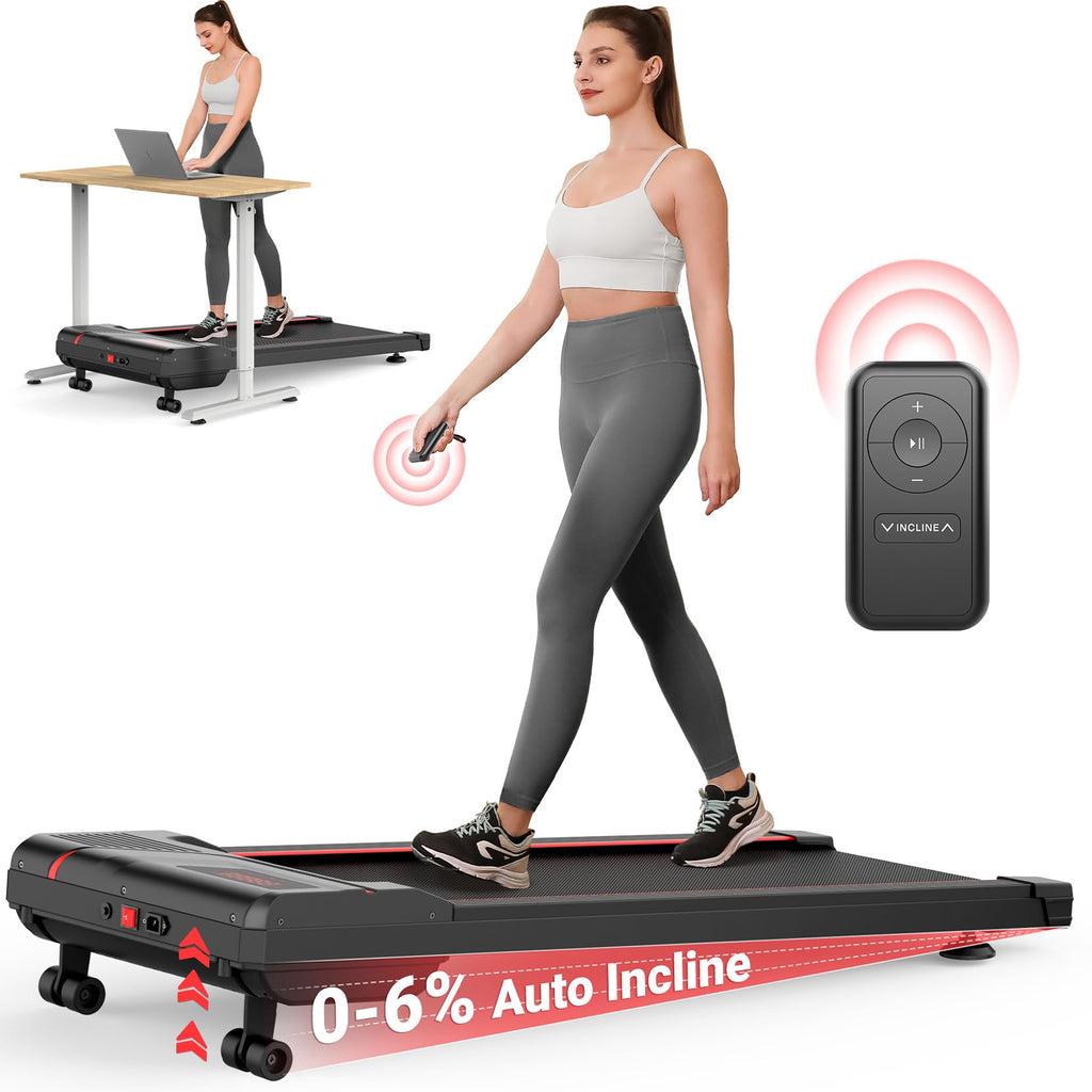 Therun Walking Pad Treadmill With 6% Auto Incline, 2.5 Hp Under Desk Treadmill For Home Office With Remote Control, 300 Lbs Weig