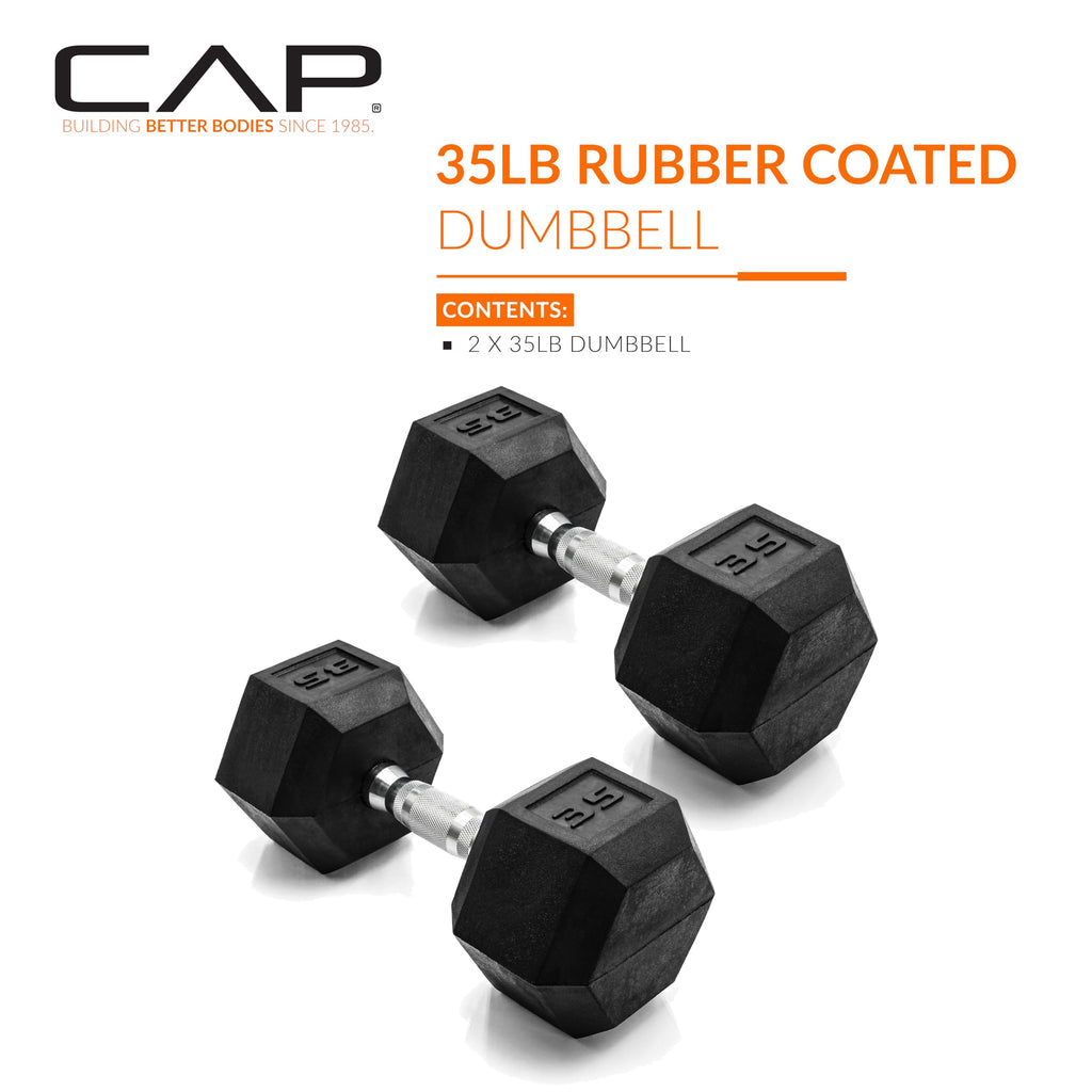 Cap Barbell 35 Lb Pair Coated Hex Dumbbell Weight