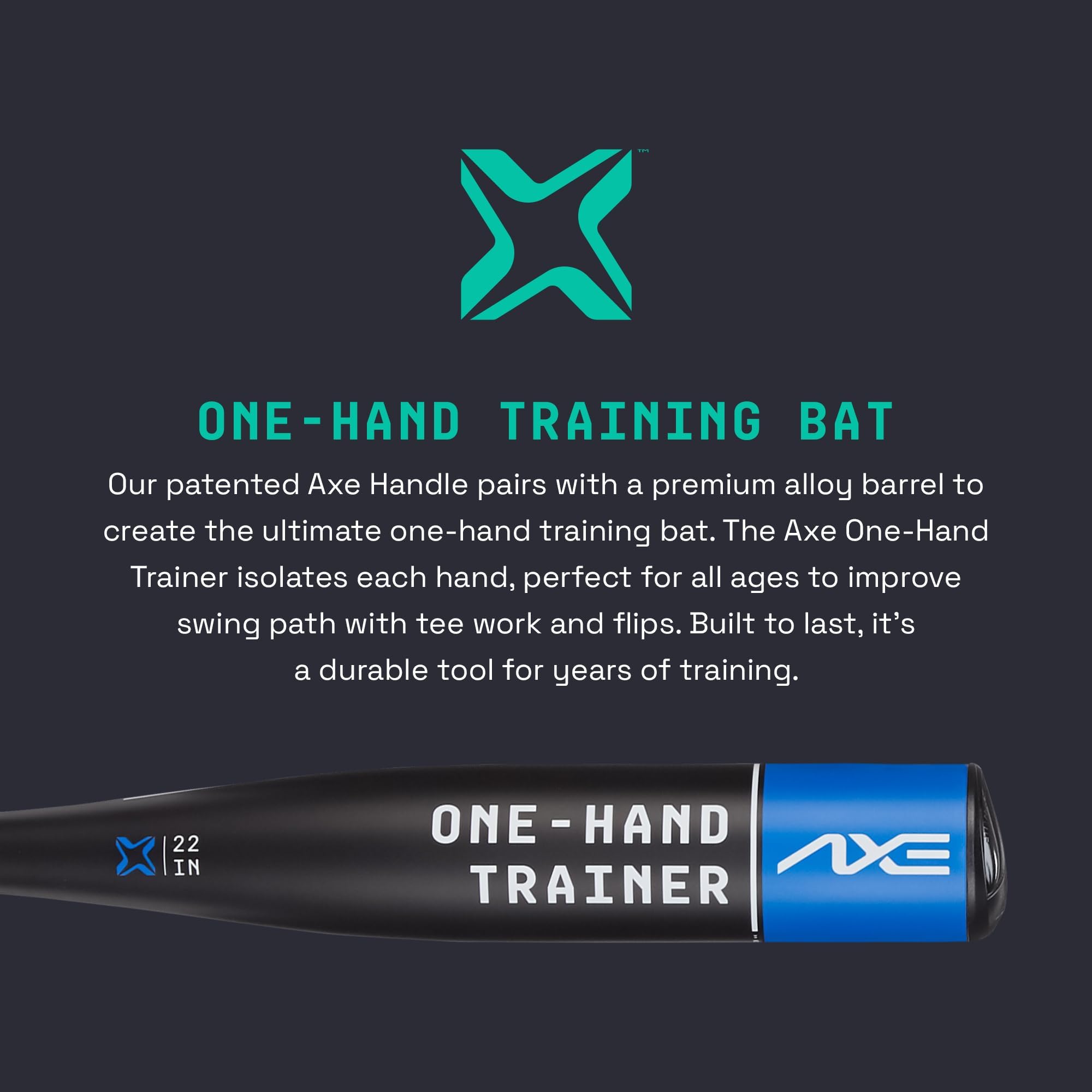 Axe Bat One-Hand Training Bat | 22 Inch Baseball Bat | Master Your Swing With Precision - Perfect For One-Handed Hitting Drills